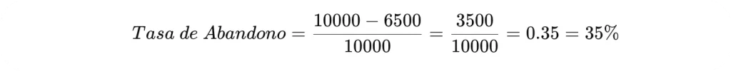 explicación de fórmula matemática aplicada para hallar la tasa de abandono