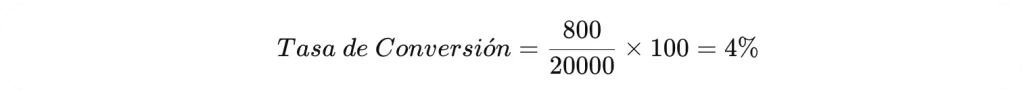 explicación de fórmula matemática aplicada para hallar la tasa de conversión