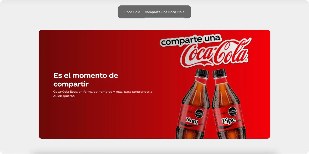 imagen que muestra la campaña share a coke de coca cola