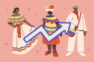 Crecimiento del marketing digital en Colombia representado con elementos de la cultura tradicional colombiana