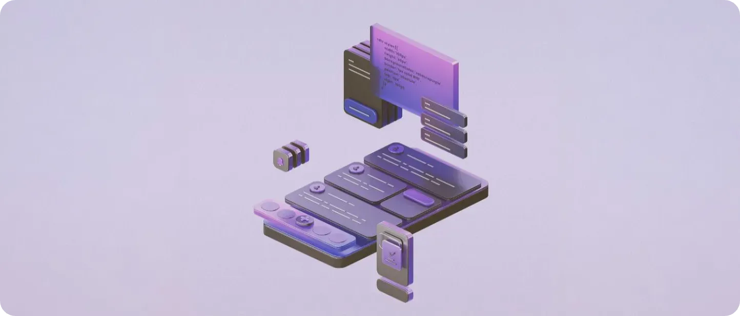 Ilustración de diseño web con bloques visuales que representan la interfaz de usuario