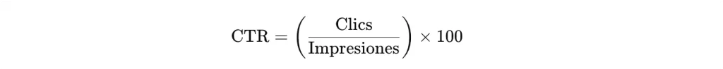 fórmula matemática aplicada para hallar la tasa de clics